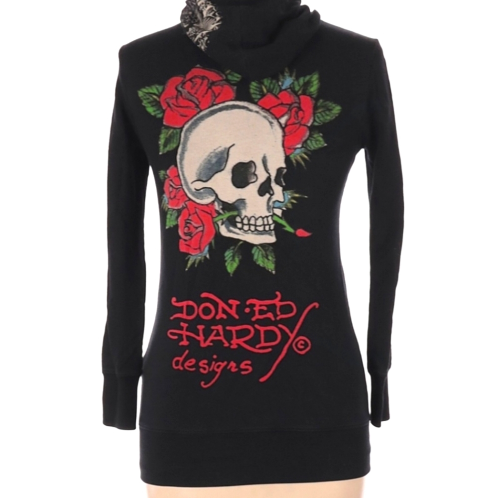 Ed Hardy zip up Hoody, M, Black